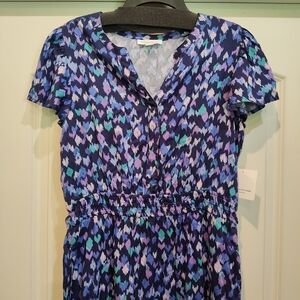 Beachlunchlounge Blue and Purple Flutter Sleeve Maxi Dress